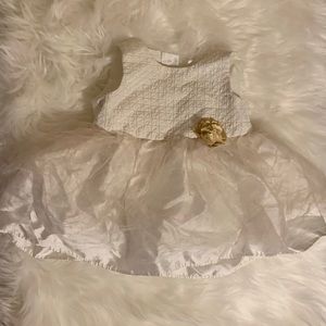 George. 6-9M. Cream/Gold Holiday Dress.